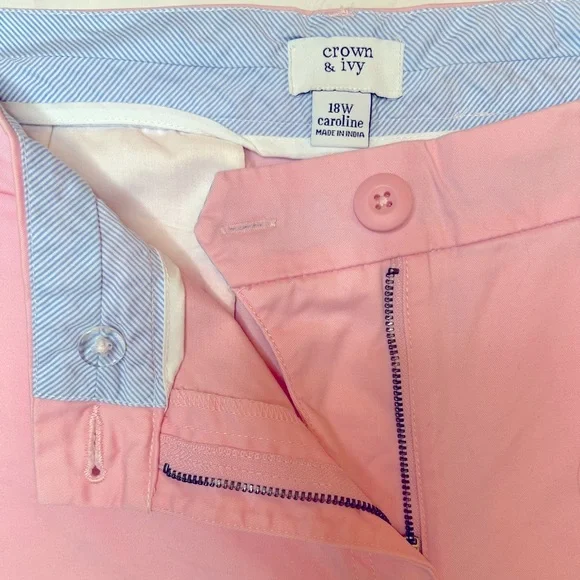 Crown & Ivy Pink Sky Caroline Twill Soft Mid Rise Shorts Preppy Coastal Size 18 - Picture 5 of 10